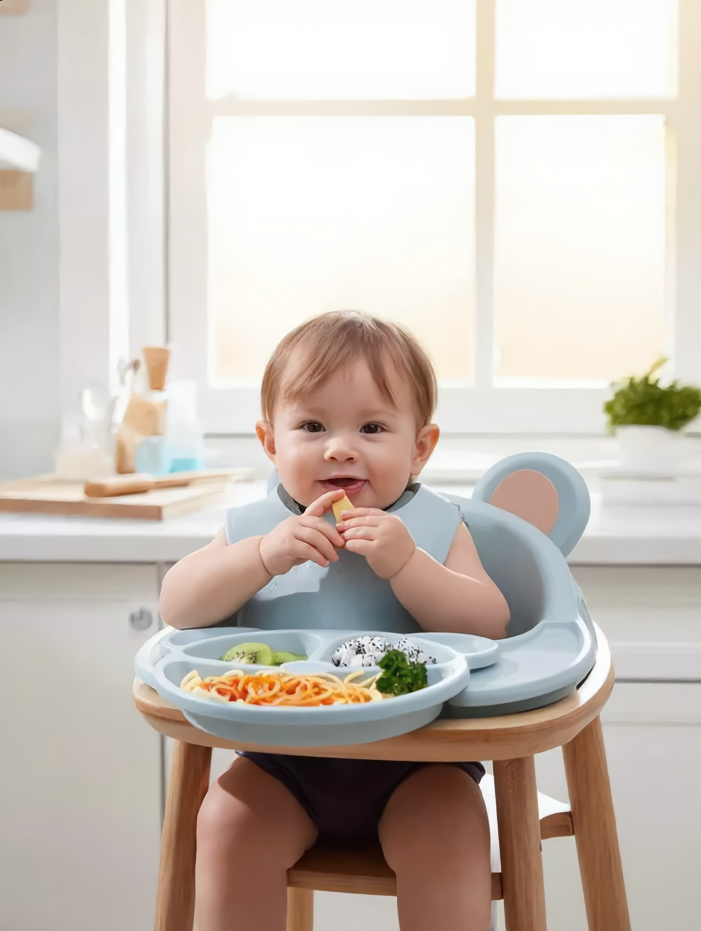 Baby Feeding Plates Cartoon Dinner Plate Set With Divided Plate, Fork And Spoon Adorable Cartoon Animal Kids Bear Plate Section Dinner Plate Durable Plastic, Perfect For Toddlers Kids Adults Ideal For Home School Restaurant